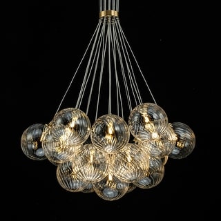 13/ 19-Light Modern Glam Large Sputnik Cluster Glass Globe Bubble Chandelier with Swirled Glass Bubble Globe (Bulb Not Included)