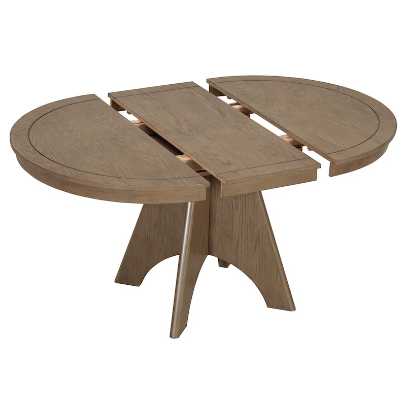 Vintage 58" Extendable Dining Table for 4-6 Rustic Farmhouse Kitchen Table with Distressed Finish