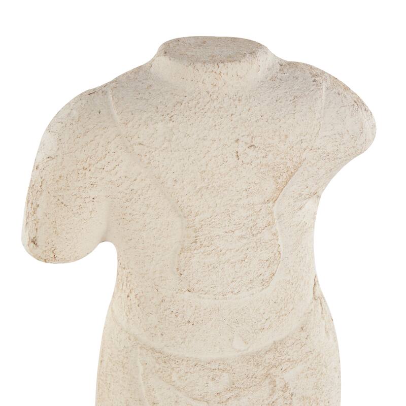 Cream Paper Mache Distressed or Antique Greek Inspired Statue People Decorative Sculpture with White Marble Base