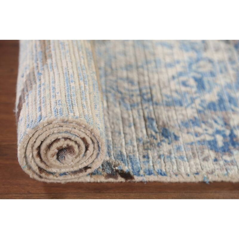 All-Over Striped Abstract Modern Accent Rug Handmade Wool Carpet - 2'8"x 4'8"