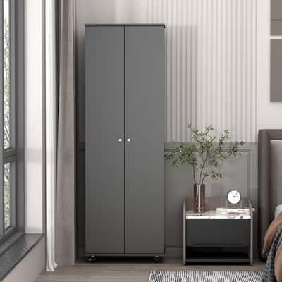 70.9"Armoires Wardrobe Closet Storage Cabinet Shoe Cabient White/Black