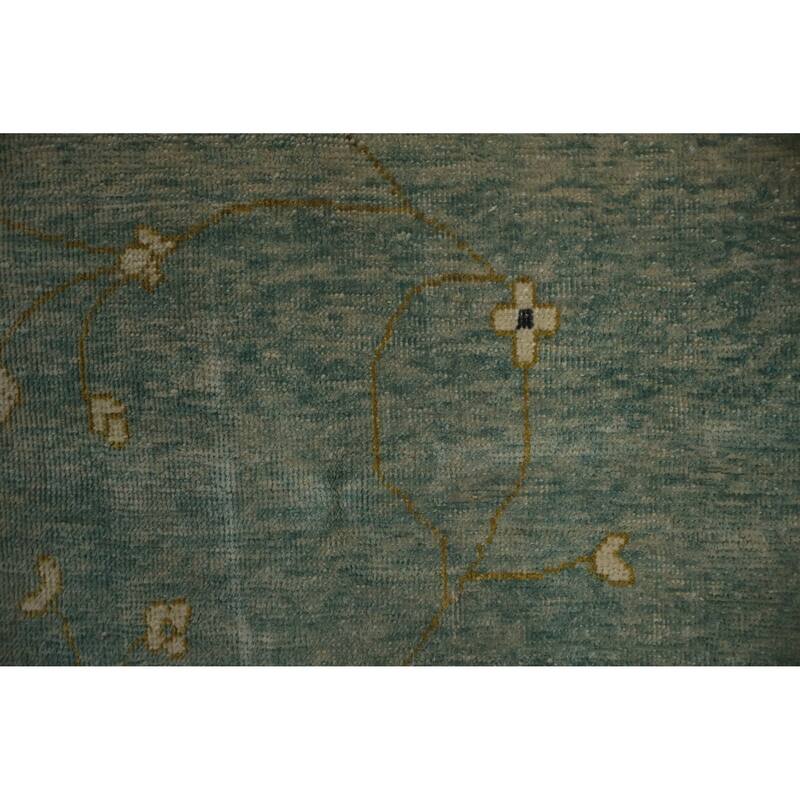 Hand Knotted Oriental 100% Wool Carpet Transitional Floral Navy Blue & Blues Oushak Area Rug - 12' 10'' X 9' 8''