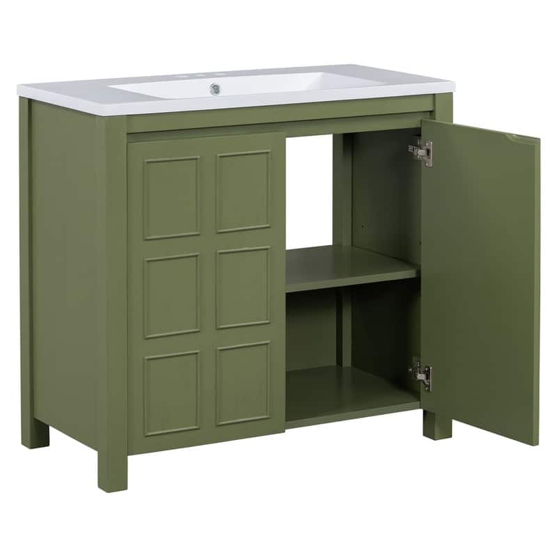 36" Retro Bathroom Vanity Organizer with Sink, Combo Cabinet Set, Bathroom Storage Cabinet