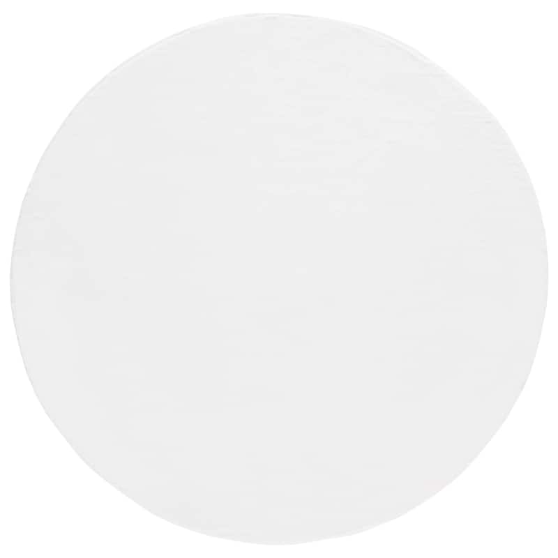 SAFAVIEH Faux Rabbit Auzinda Washable Fur Solid Shag Rug - 6' Round - Off White