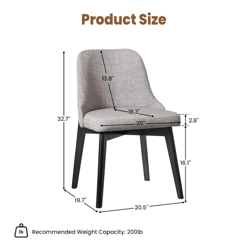 Upholstered Side Chair Dining Chairs Kitchen Chairs with Wood Legs Set of 2