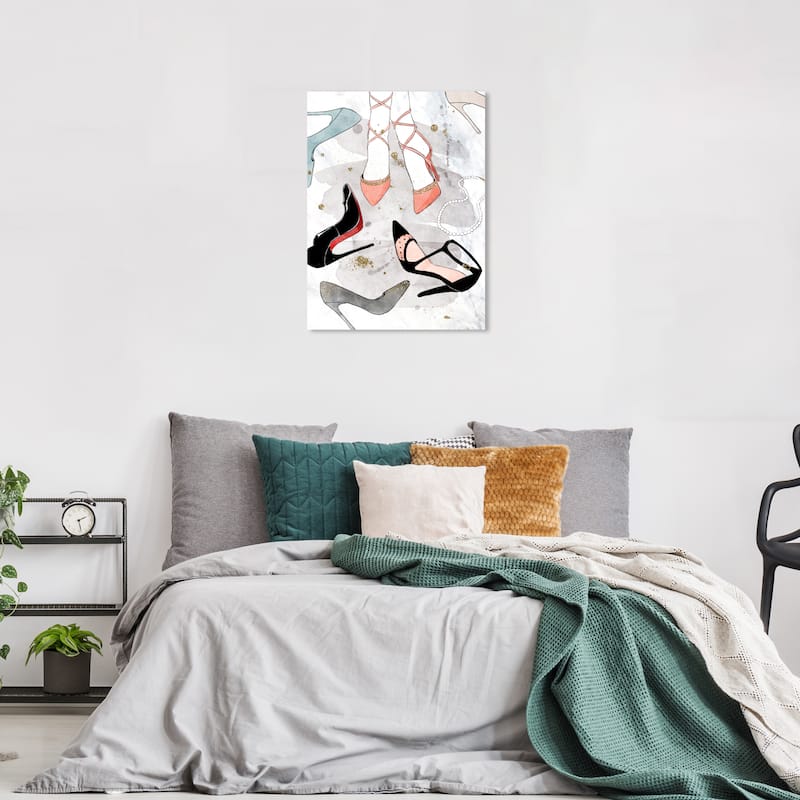Wynwood Studio Canvas Fashion and Glam Heel Collection White and Light Pink Glam Wall Art Canvas Print - 36 x 24