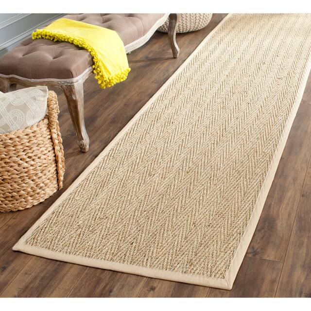 SAFAVIEH Natural Fiber Oceana Herringbone Seagrass Rug - 2'6" x 10' Runner - Natural/Beige