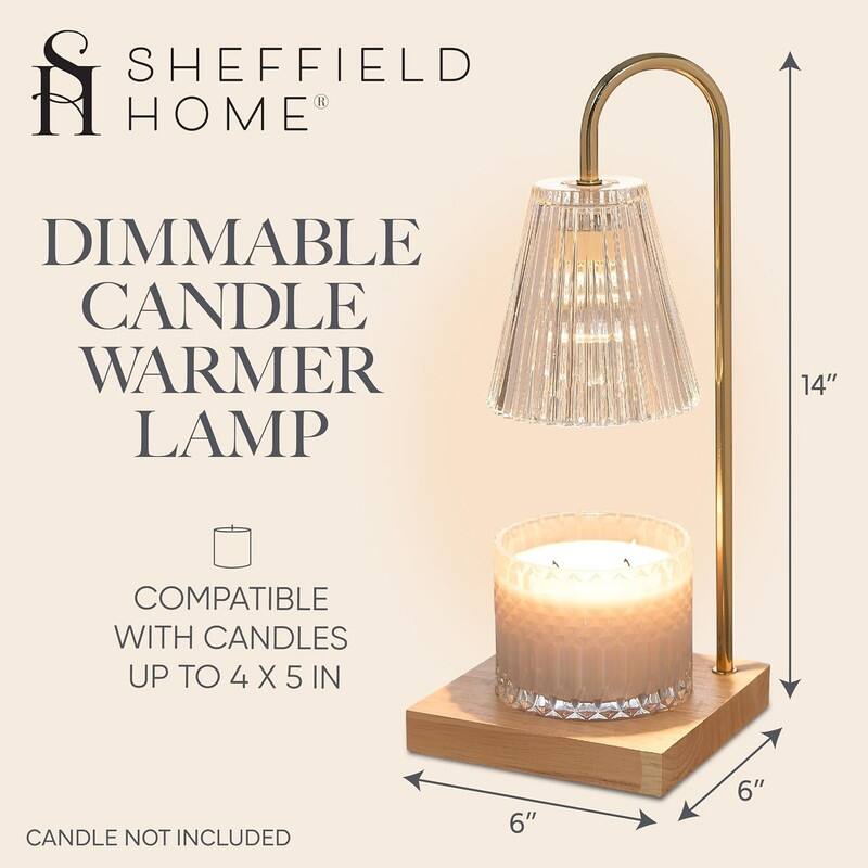 Sheffield Home Glass Candle Warmer Lamp, Flameless Candle and Wax Melter for Long-Lasting Fragrance