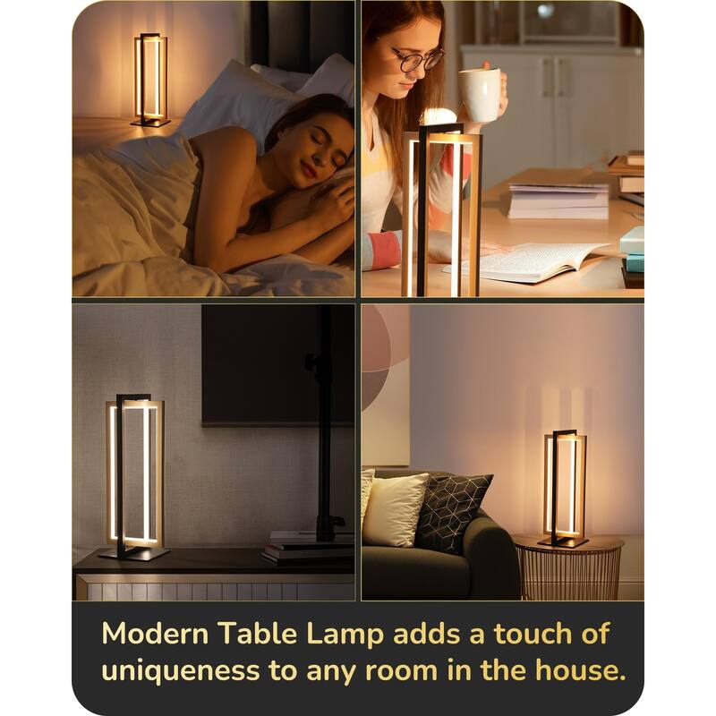 LED Table Lamp, 3 Color Temperatures Bedside Lamp (3000K 4500K 6000K), 750LM Touch Stepless Dimmable Nightstand Lamp