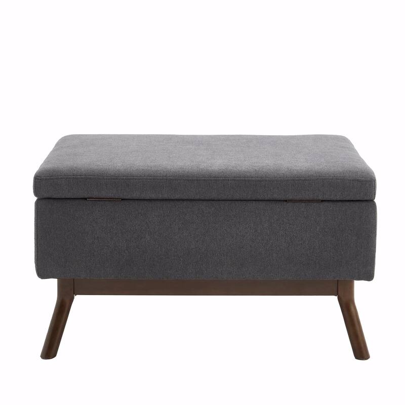 Mid-Century Modern Square Coffee Table with Storage Bench