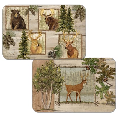 Reversible Wipe-clean Plastic Placemats Set of 4 - Forest Trails