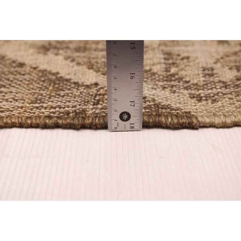 ECARPETGALLERY Flat-Weave Palas Denizli Taupe Jute Kilim - 5'6 x 7'5