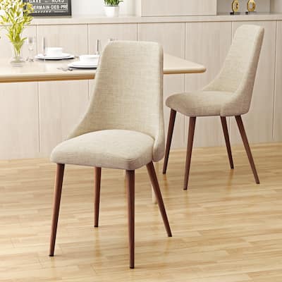 Mid Century Modern Fabric Armless Dining Chairs Kitchen Dining Chairs Rustic Farmhouse Dining Chairs Set of 2 for Kitchen