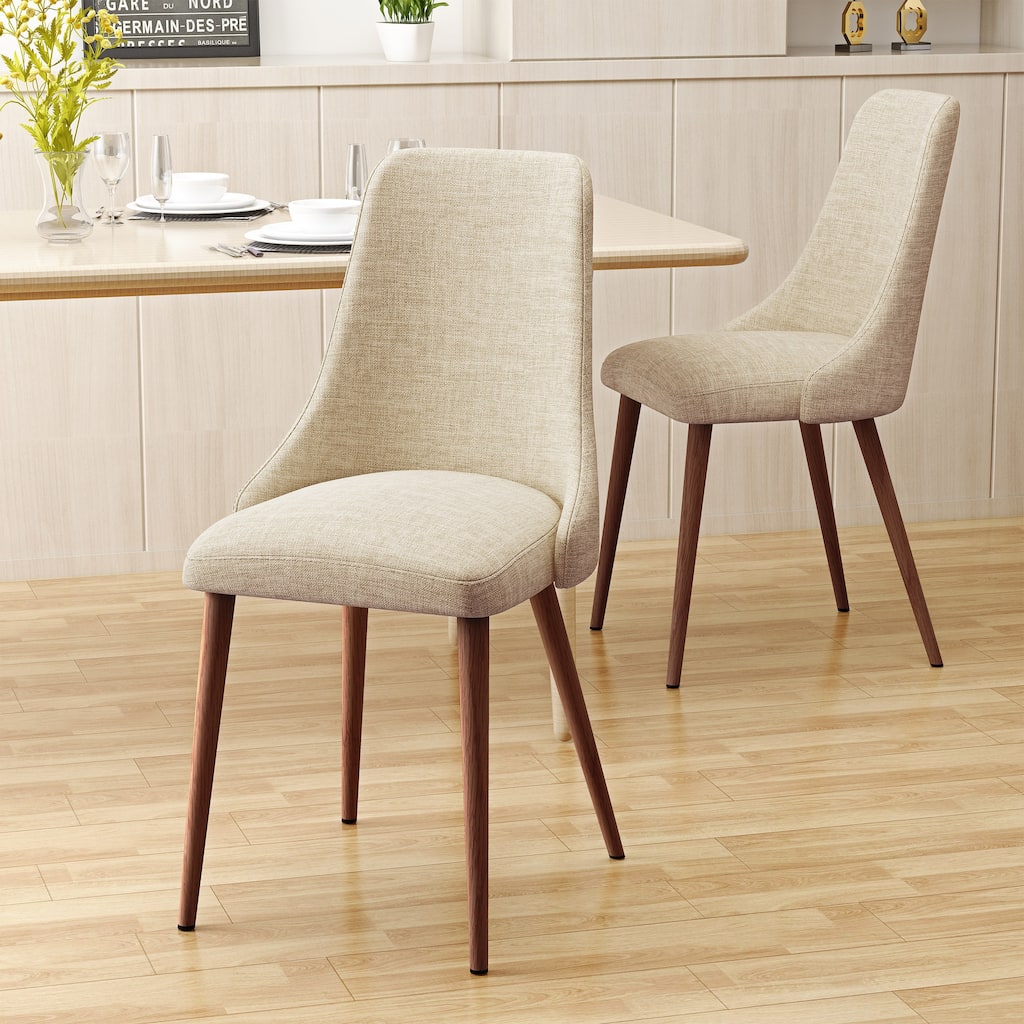 Mid Century Modern Fabric Armless Dining Chairs Set of 2 - Wheat