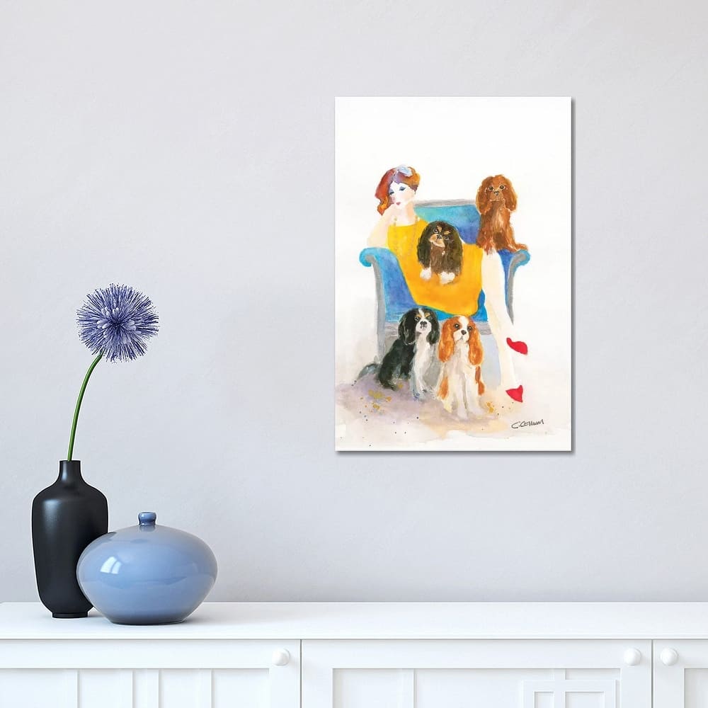 iCanvas "Cavalier Lady In Blue Chair" by Connie Collum Canvas Print