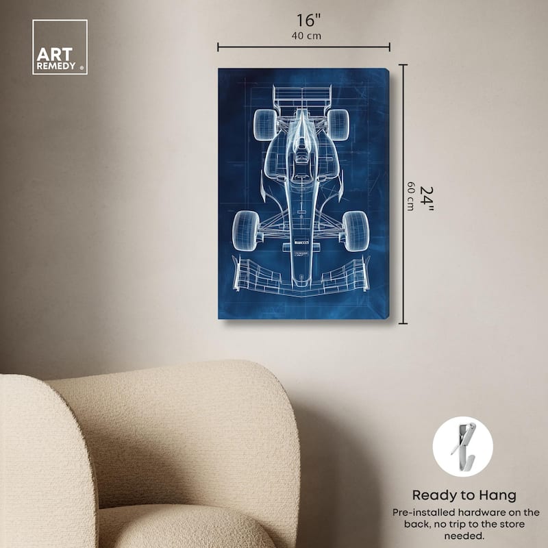 Race Car Blueprint Canvas by Art Remedy, Gallery Wrapped