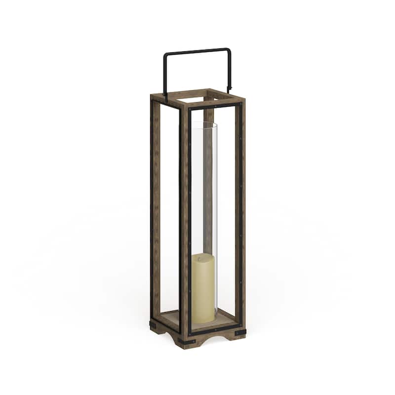 Brown Mango Wood Handmade Decorative Indoor Outdoor Candle Lantern - 8 x 8 x 31