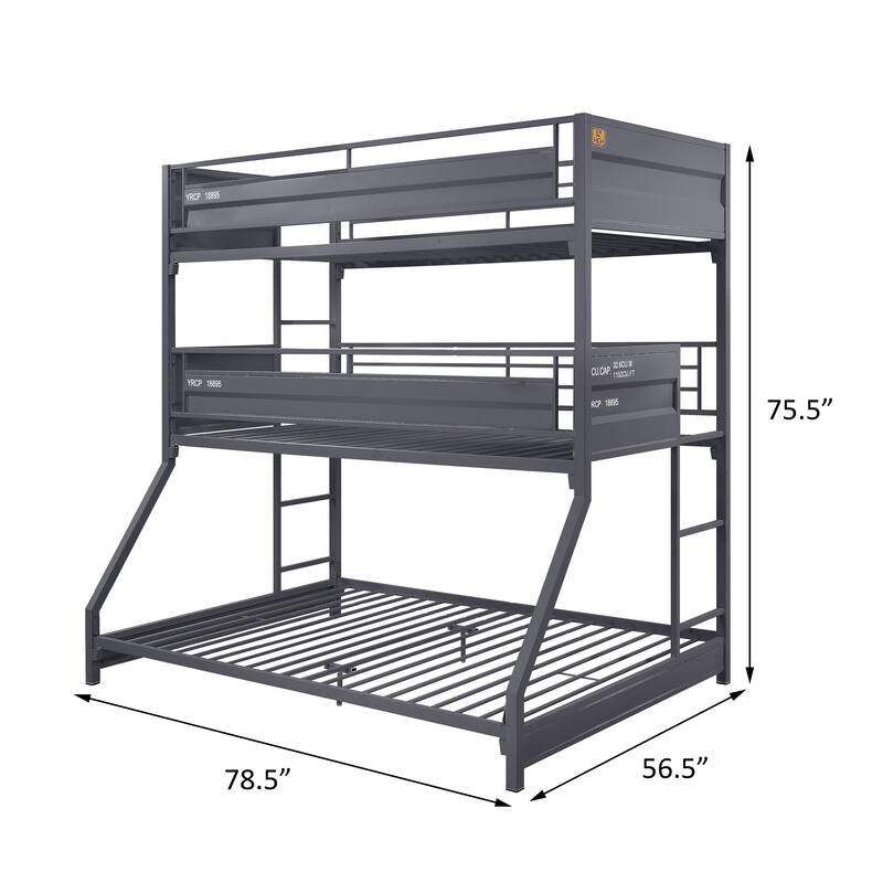 Kamloops Gunmetal Twin over Twin over Full Triple Bunk Bed