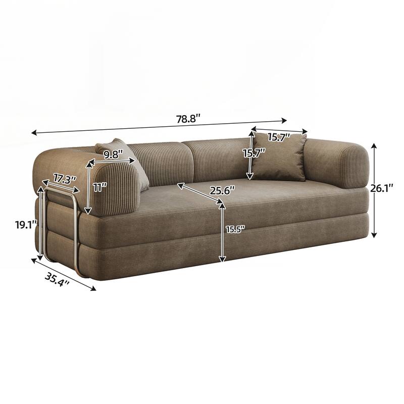 Compression Sofa,Convertible Floor Sofa Bed-with Pillow Back Support Armrest,Comfy Futon Couch Sleeper Bed - Camel