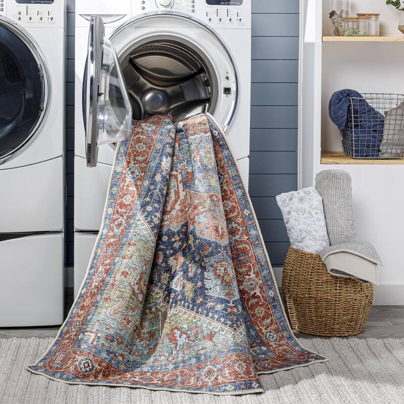 Livabliss Vintage Amelie Medallion Washable Area Rug