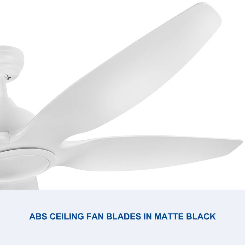 52/60 Inch Ceiling Fan with Integrated LED Light and Remote Control Quiet DC Motor