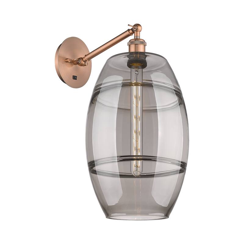 Innovations Lighting Endless Possibilities Ballston - Vaz - 1 Light 10" Adjustable Sconce - Arm Adjusts Up and Down - Antique Copper/Light Smoke