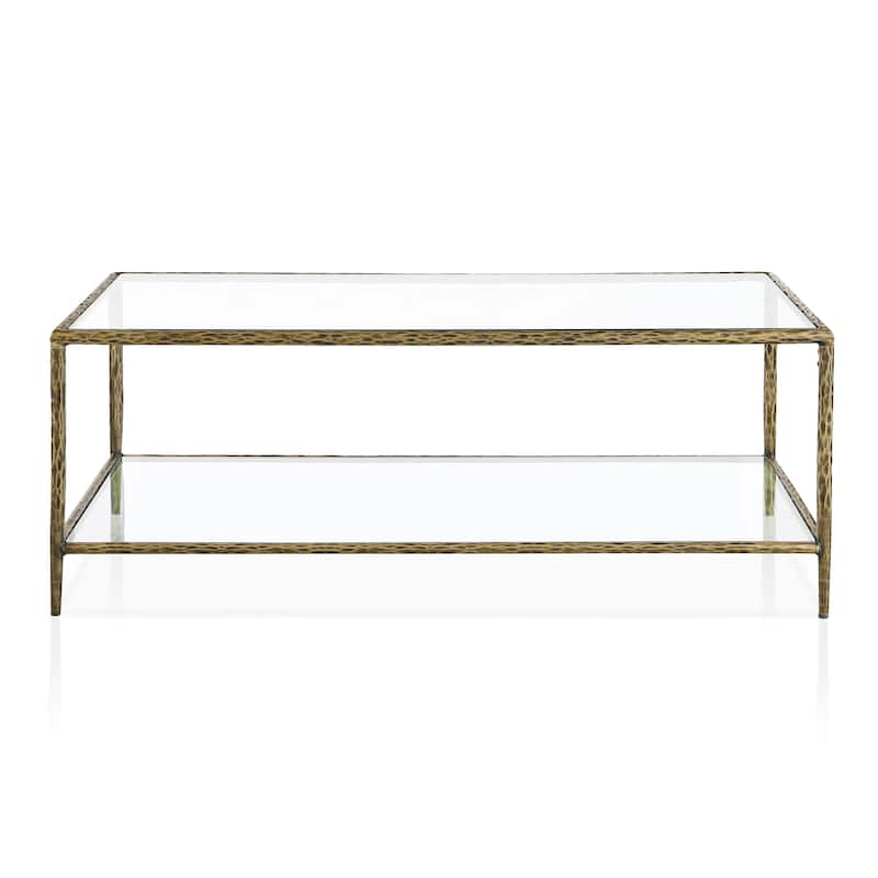 247 Shop At Home Lalia Modern Hammered Metal 1-Shelf Coffee Table