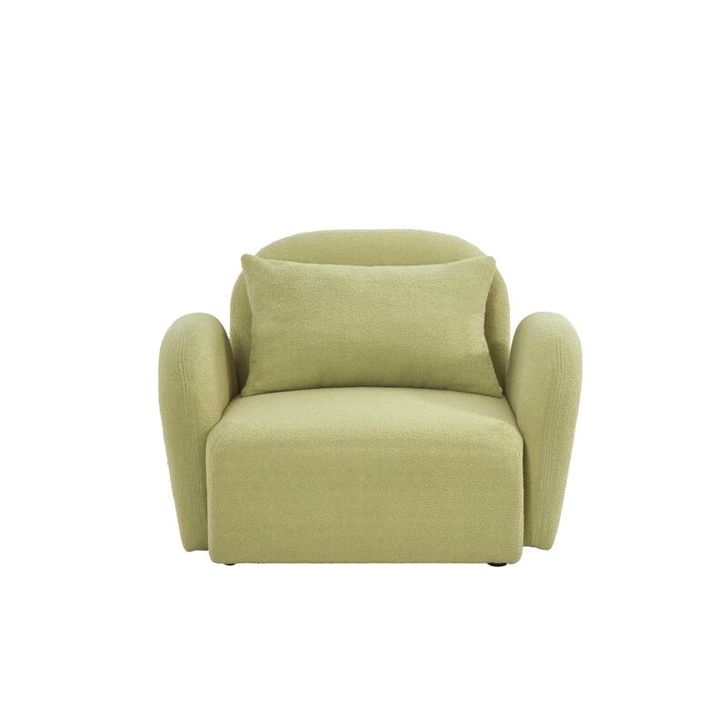 Living Room Furniture Lazy Sofa Chair Teddy Fabric Light Green,High quality and durable
