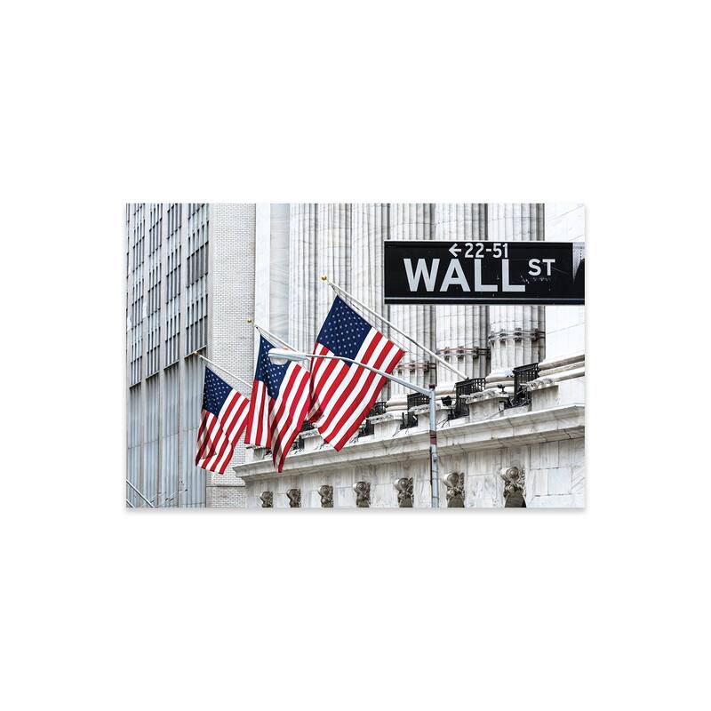 American Flags & Wall Street Signage, New York Stock Exchange, Lower Manhattan, NYC,USA Print On Acrylic Glass by Matteo Colombo