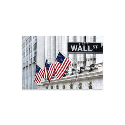American Flags & Wall Street Signage, New York Stock Exchange, Lower Manhattan, NYC,USA Print On Acrylic Glass by Matteo Colombo