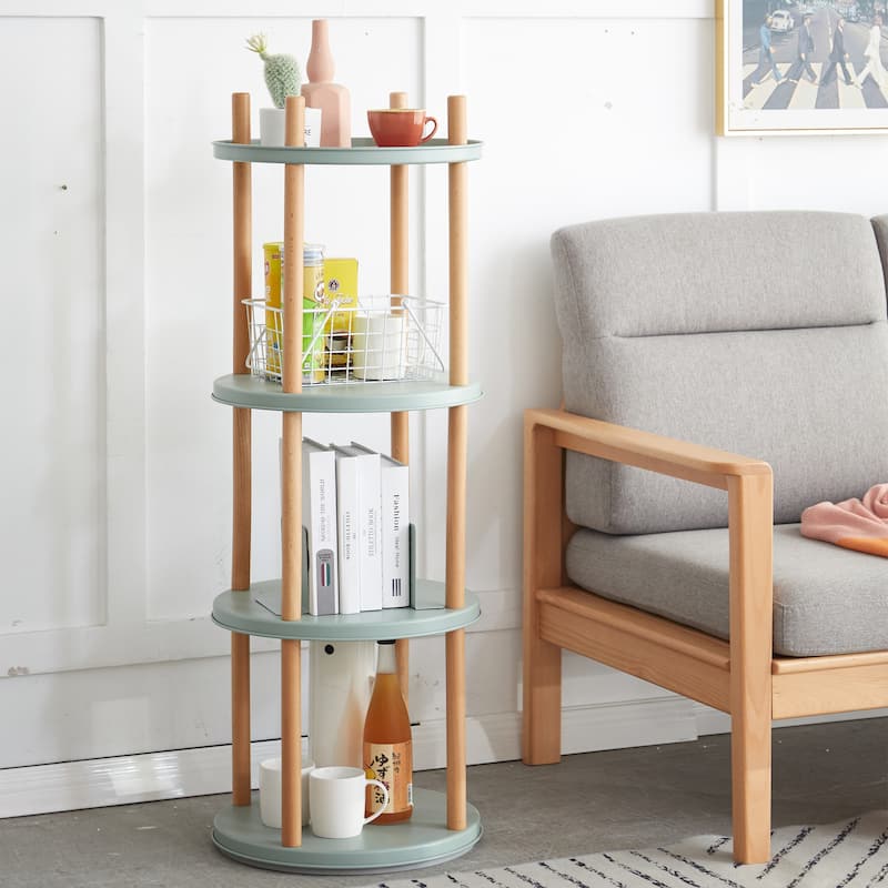 Storage Shelf, 360° Rotating Bookshelf, 4 Tier Bookcase w/ Large-Capacity Storage Space, Multifunctional Storage Rack