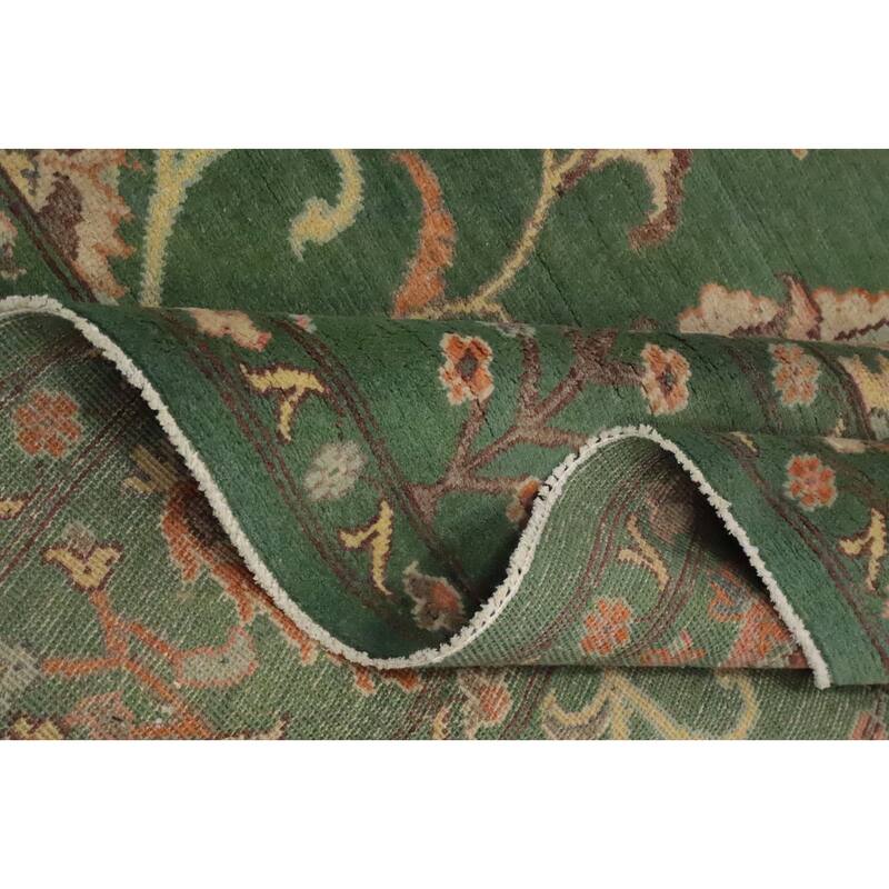 Hand Knotted Oriental 100% Wool Carpet Traditional All-Over Green Kazak Area Rug - 9' 8'' X 8' 4''