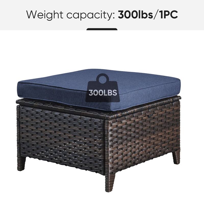 Gymojoy 2 Piece Outdoor Ottoman Wicker Patio Ottomans