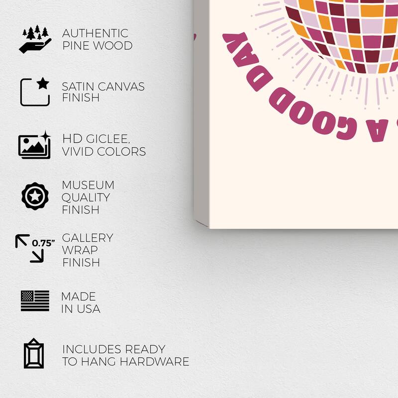 Wynwood Studio Canvas Typography and Quotes Today Disco Ball Purple and Apricot Wall Art Canvas Print