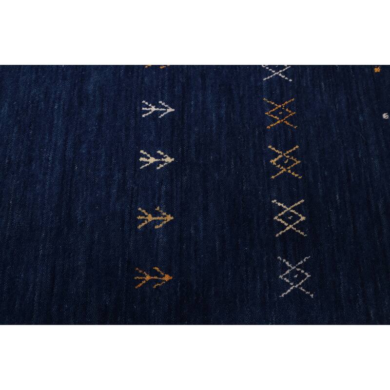 ECARPETGALLERY Hand Loomed Kashkuli Gabbeh Dark Blue Wool Rug - 5'5 x 7'8