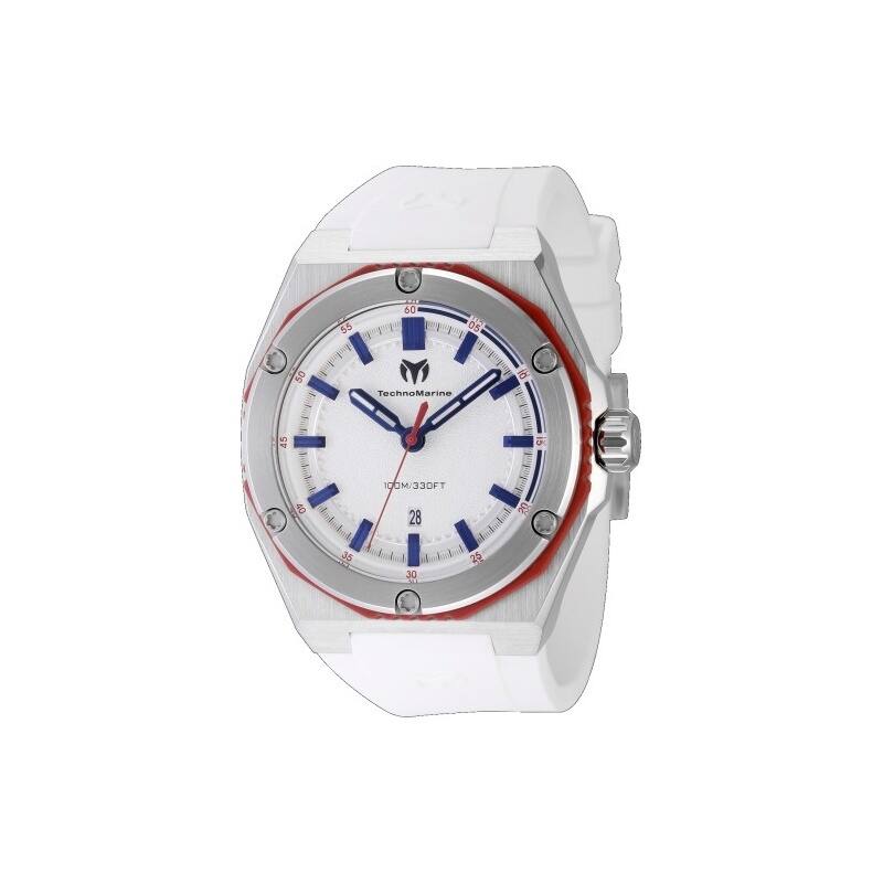 Technomarine Men's TM-416066 CORAL Quartz 3 Hand Silver Dial Watch - White