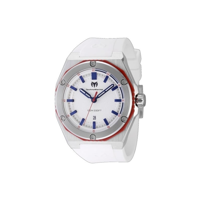 Technomarine Men's TM-416066 CORAL Quartz 3 Hand Silver Dial Watch - White