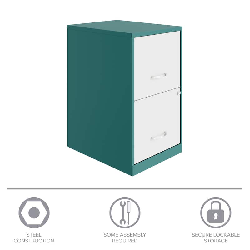 Space Solutions 18in. 2 Drawer Metal File Cabinet, Teal