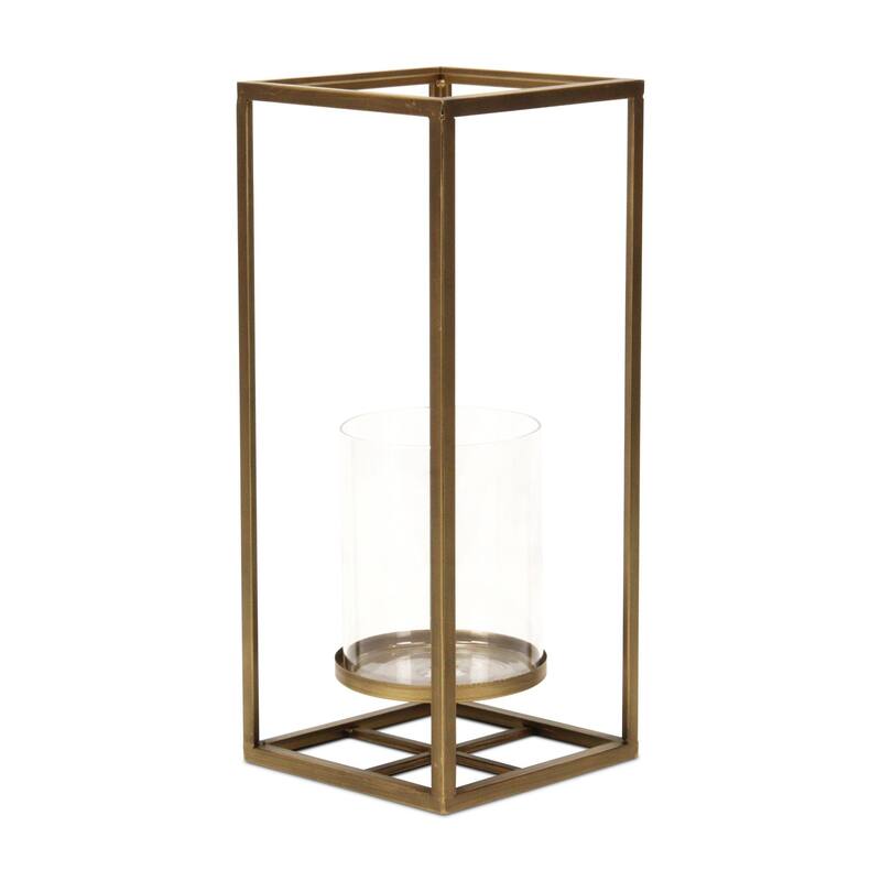 Large Square Framed Candle Lantern with Glass Insert - 15.75"