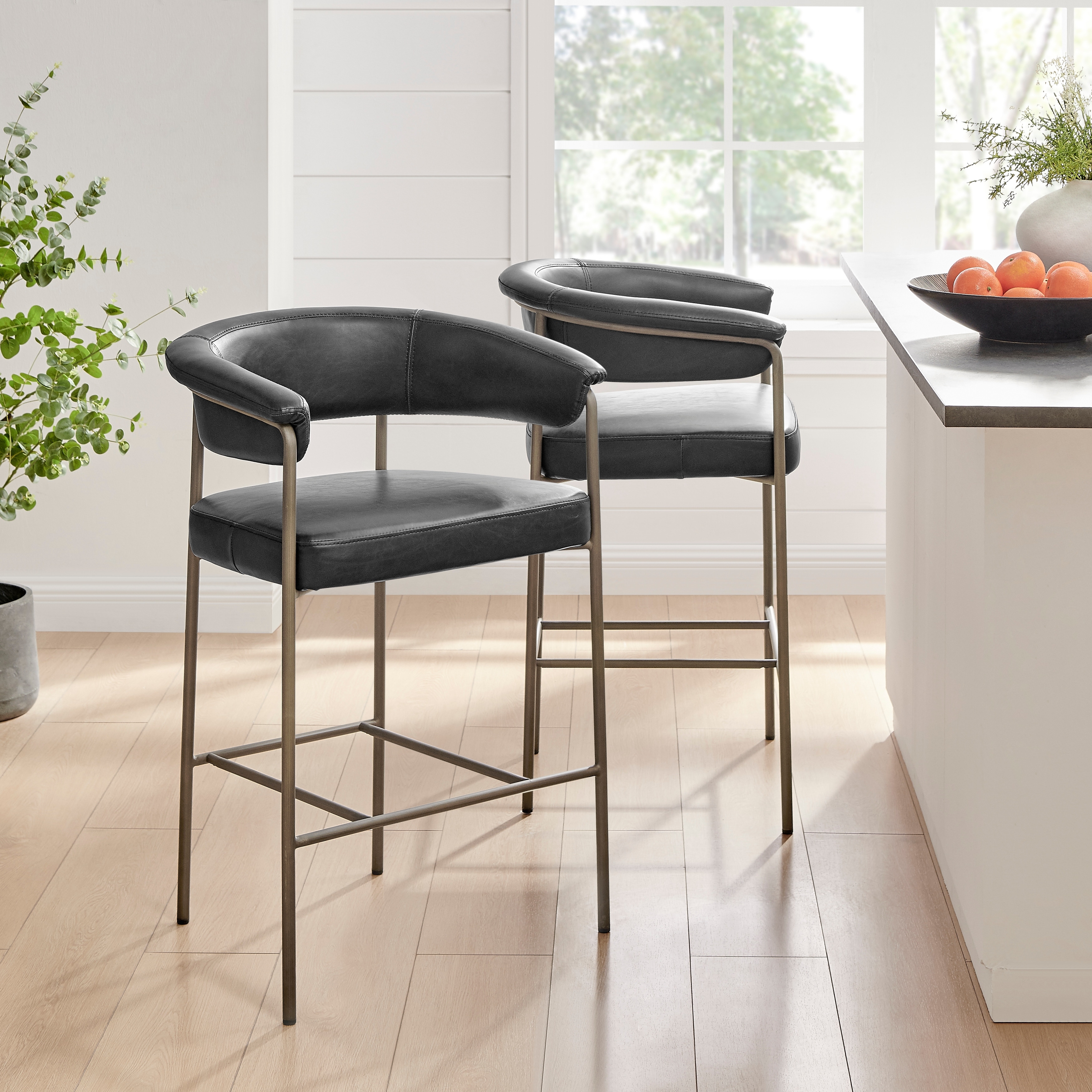 NPD Furniture Kaiden Faux Leather Counter Stool (Set of 2)