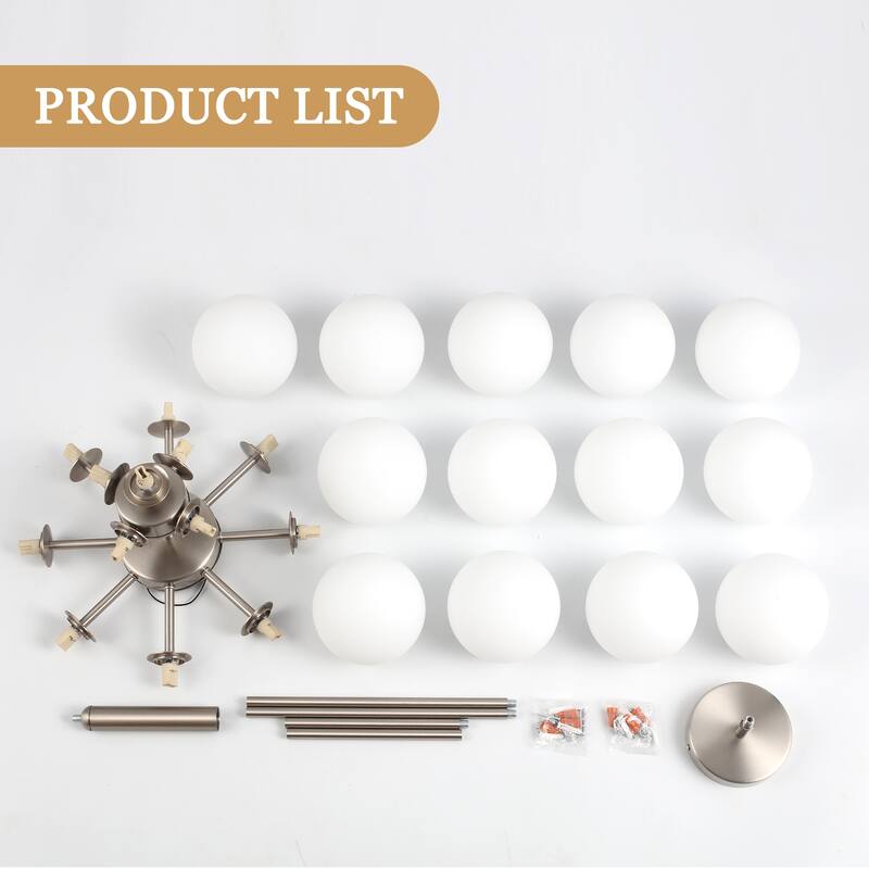 13 - Light Dimmable Tiered Modern Globe Glass Chandelier Empire Sputnik Island Pendant Lights