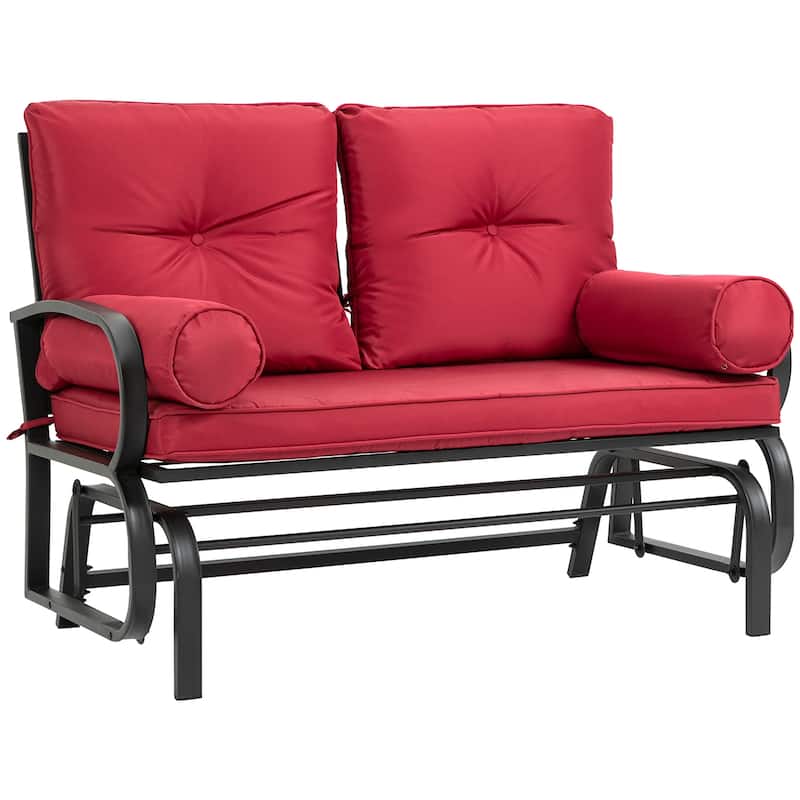 Outsunny 2-Person Outdoor Glider Bench, Patio Double Rocking Swing Loveseat with Steel Frame and Cushions