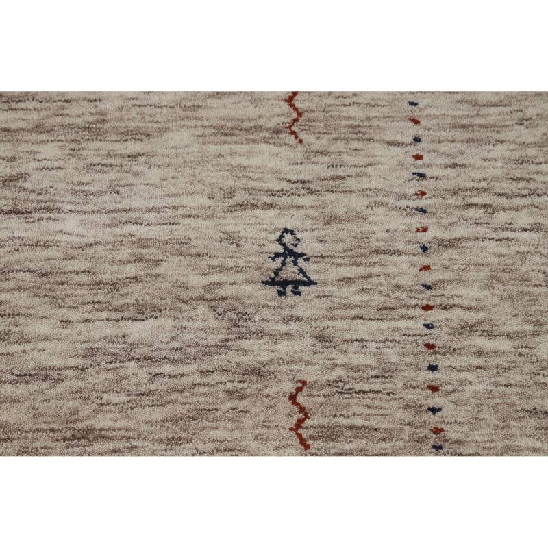 Hand Knotted Oriental 100% Wool Carpet Tribal Stripe Beige & Ivories Gabbeh Area Rug - 5' 9'' X 4' 0''