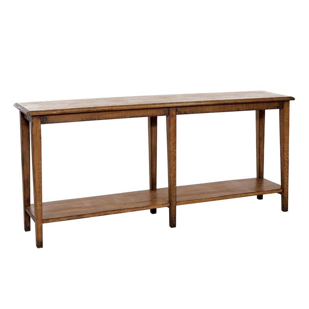 Dox Sofa Console Table, Shelf, Reclaimed Pine, Antique Brown, 71 Inch