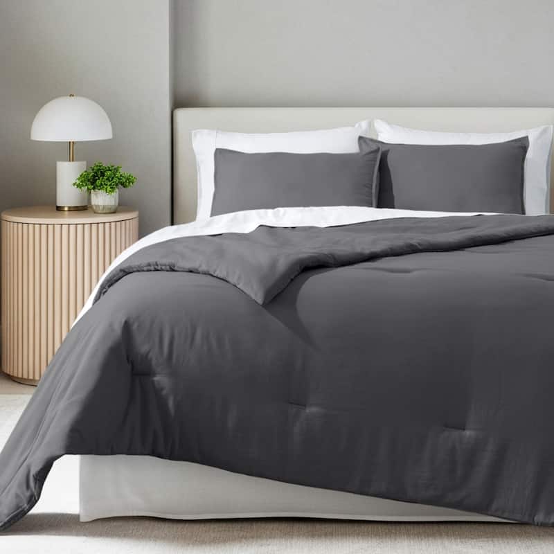 Bare Home Down Alternative Track Stitch Comforter Set - Twin - Twin XL - Grey