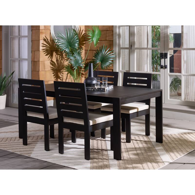 SAFAVIEH Outdoor Living Fash Aluminum 4 Leg Dining Table - 71"W x 37"D x 29"H - Black