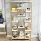 preview thumbnail 11 of 9, 71 Inch Modern Bookcase Shelving Display Rack, White Gold Book Shelves for Home Office, Wood and Metal