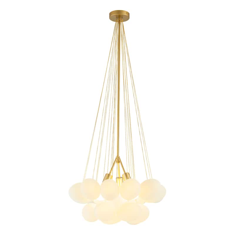 3-Light Modern Gold Cluster Oval Frosted Glass Globe Bubble Chandelier for Dining Room/Bedroom