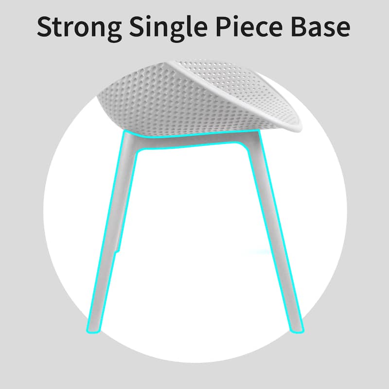 Mid-Century Modern Plastic Dining Chair Plastic Legs with Breathable Perforated Egg Shaped Seat for Indoor/Outdoor Use