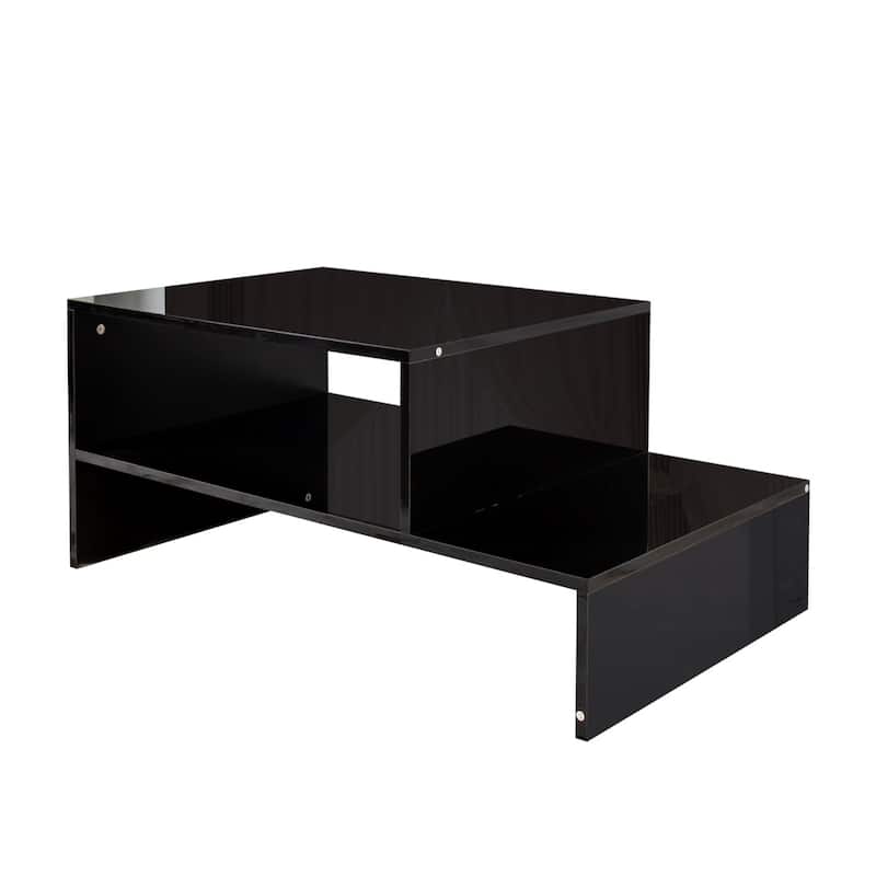 35.31" Durable Modern Wood Coffee Table with Open Storage Spaces